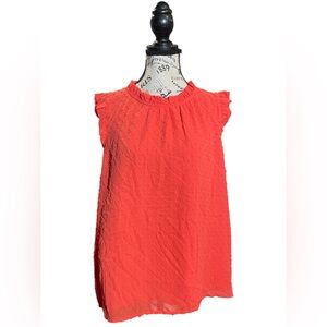 J. Crew Women's Ruffled Sleeveless Top - Orange Blouse NWT MSRP $80 size L